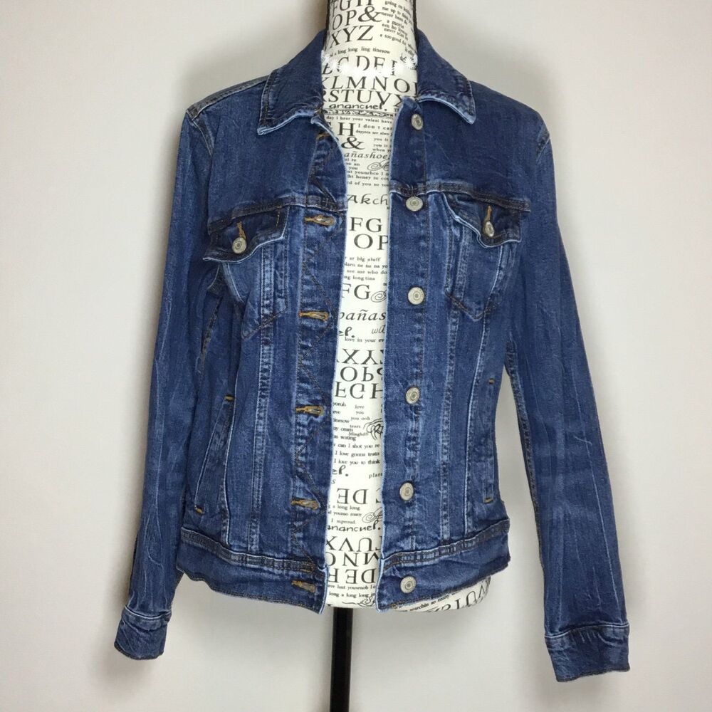 Old Navy dark blue wash denim jacket cotton boho chic hippie versatile sz M